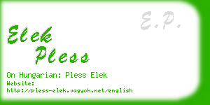 elek pless business card